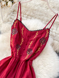 Cute A line embroidery dress girl dress HZ1022