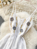 Cute A line embroidery dress girl dress HZ1022
