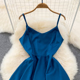 Simple V-neck Long Dresses, A-line Spaghetti Straps Party Dresses HZ1022