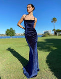 Vintage Navy Blue Prom Dress Sexy Mermaid 17th Birthday Outfits HZ1022