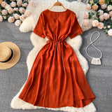 Lovely V-neck Short Dress, A-line Girl Fashion Dress HZ1022