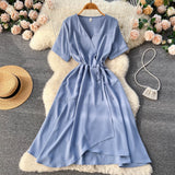 Lovely V-neck Short Dress, A-line Girl Fashion Dress HZ1022