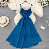 Simple V-neck Long Dresses, A-line Spaghetti Straps Party Dresses HZ1022