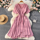 Lovely V-neck Short Dress, A-line Girl Fashion Dress HZ1022