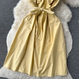 Cute A-line Short Sleeve Dress, Yellow Fashion Dress HZ1022