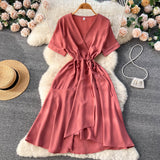 Lovely V-neck Short Dress, A-line Girl Fashion Dress HZ1022