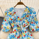 Cute V-neck Floral Dresses, A-line Fashion Dresses HZ1022