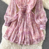 Cute V-neck Short Dresses, A-line Long Sleeve Dresses HZ1022