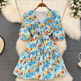 Cute V-neck Floral Dresses, A-line Fashion Dresses HZ1022